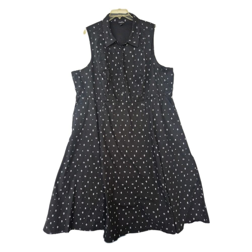 TORRID Dress Women 3x Size 3 Black Midi Button Sleeveless Ladies